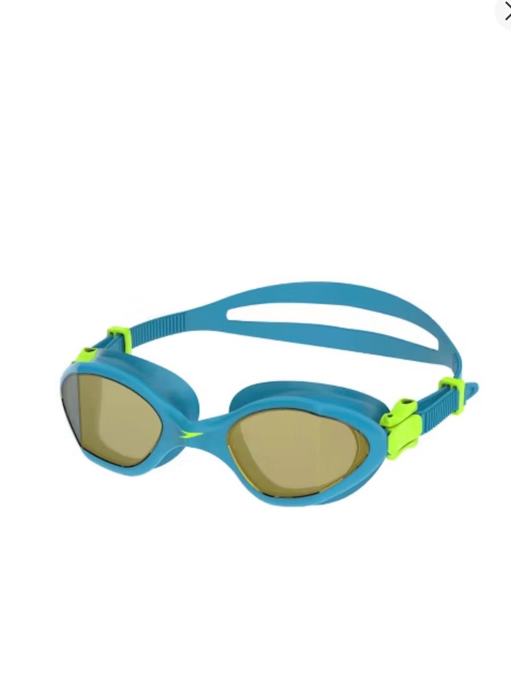 NWOT Speedo Junior Amp Mirrored Swim Goggles Blue/Green: Latex-Free Anti-Fog